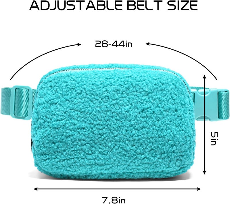 Gitus Fleece Belt Bag Sherpa Fanny Pack Crossbody Bags for Women Fashion Waist Packs with Adjustable Strap for Gym Travel Hiking Running Trending Gifts for Teen Girls Women Men (Lake Blue) - Image 3